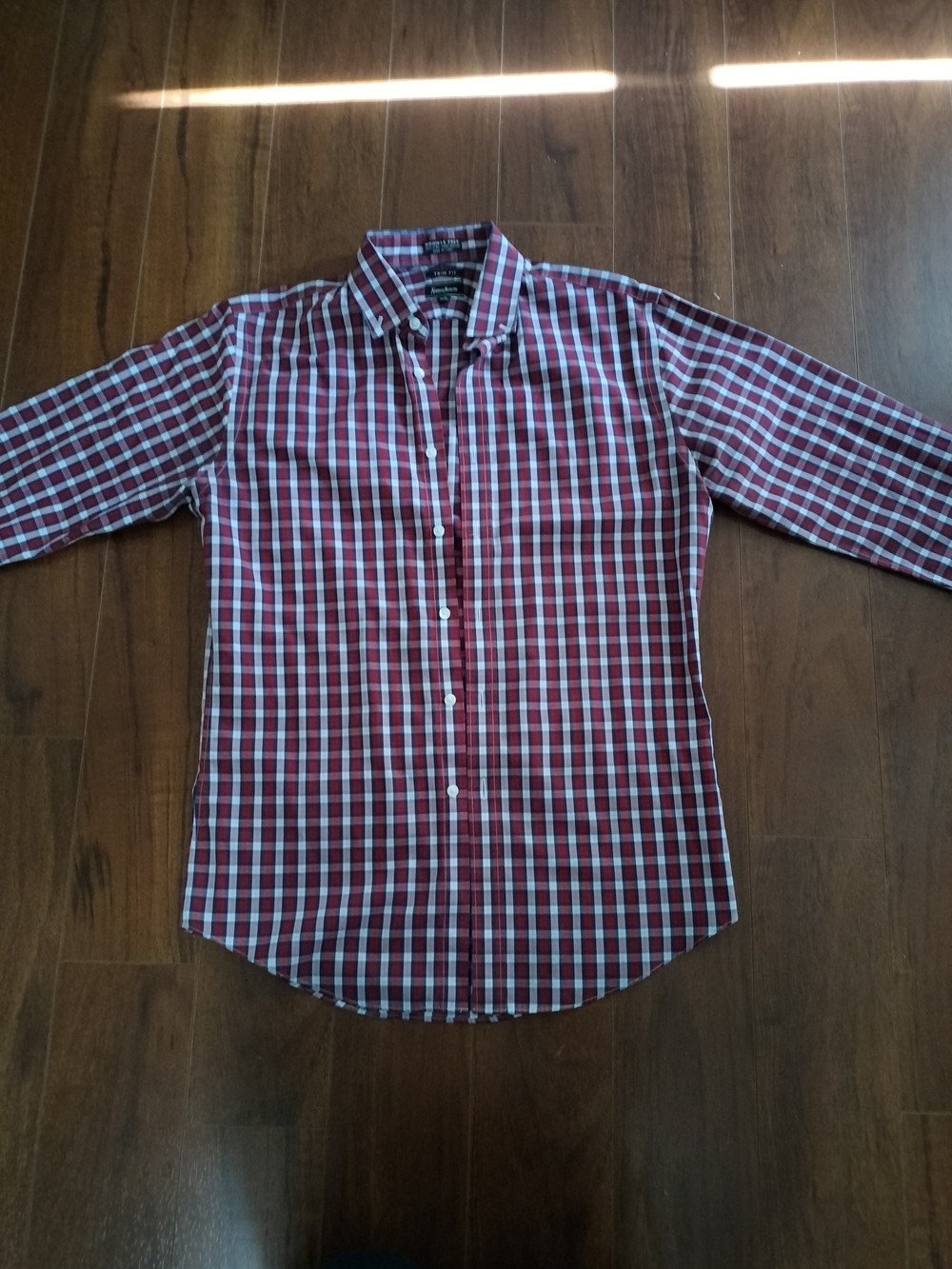 Neiman Marcus Red and White Plaid Button-Down Shirt